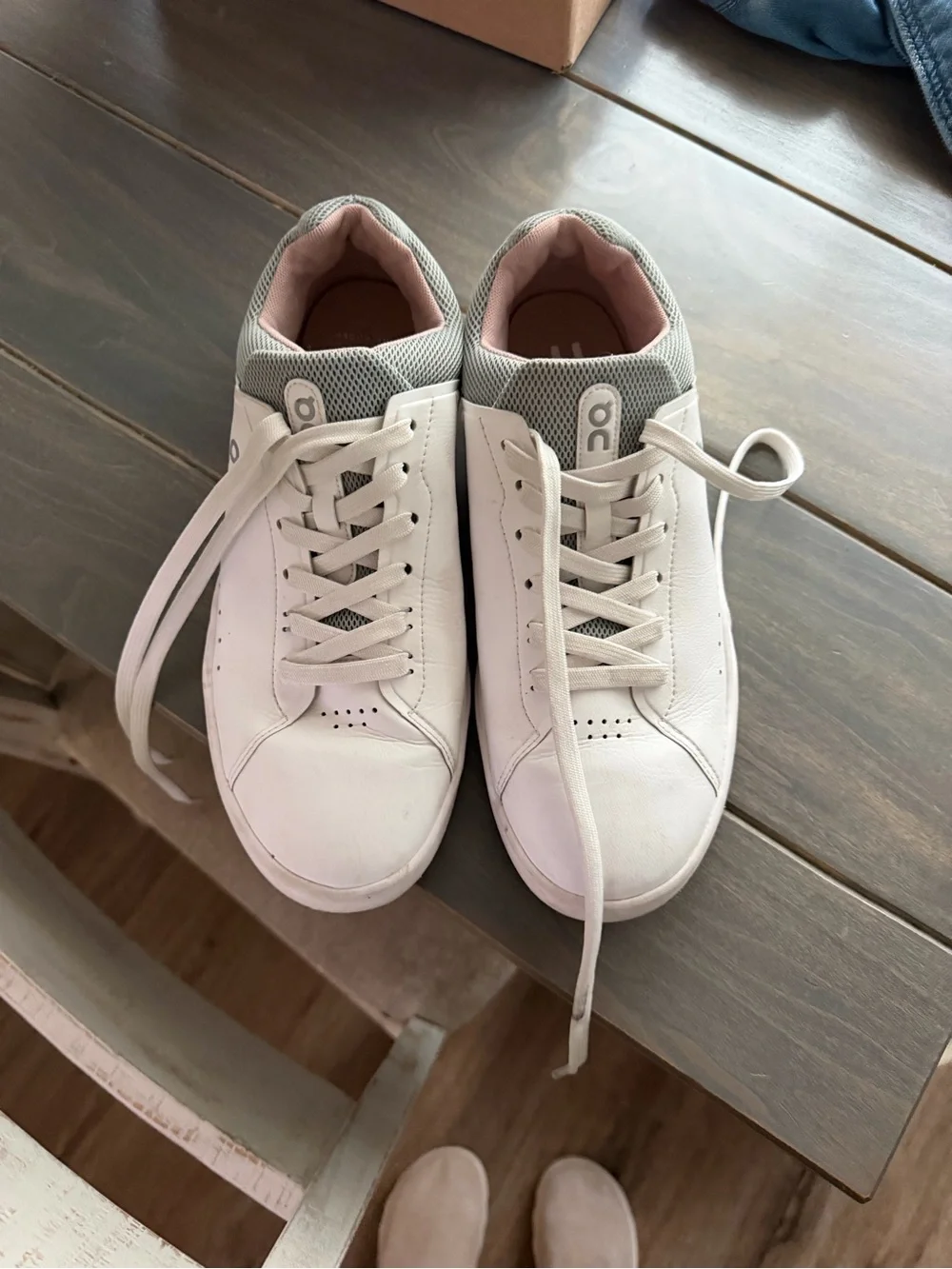 On Running Women’s White Sneakers with Pink & Gray Accents